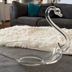 Vintage Glass Swan by Duncan & Miller, Candy/Trinket Dish